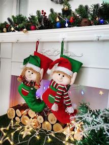 img 2 attached to 🎅 SpecialYou 2 Pack Personalized Christmas Stockings: Large 20 Inch Stocking Decorations with Funny Boy and Girl Elves for Xmas Tree and Fireplace Ornaments