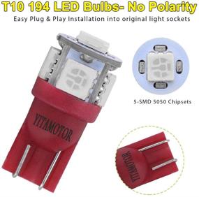 img 3 attached to 🔴 YITAMOTOR T10 194 LED Light Bulb - Red, 10-Pack for Car Interior, License Plate, and Signal Lamp