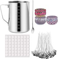 🕯️ complete diy candle making kit - 1 melting pouring pot, 100 candle wicks, 100 candle wicks sticker, 3 candle tins, and stainless steel spoon - create beautiful homemade candles logo