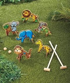 img 1 attached to 🦁 Experience the Wild with our Wooden 10-piece Safari Croquet Game Set