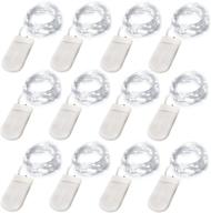 12-pack edvision fairy lights: battery operated silver wire mason jar string lights, 7ft 20led christmas lights for wedding birthday party, ceremony, christmas, thanksgiving decoration - cool white logo