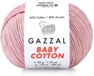 🧶 pack of 5 skeins, total 8.8 oz. gazzal baby cotton, each 1.76 oz (50g) / 150 yards (165m), soft and fine baby yarn, 60% cotton, pink - 3444 logo