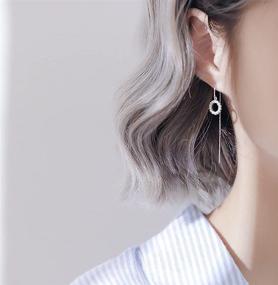 img 2 attached to Stylish Korean Circle Geometric Tassel Earrings for Women - Lightweight, 925 Silver, Safe for Sensitive Ears, Perfect Gift for K-pop & K-drama Fans - IKIKATA 2022