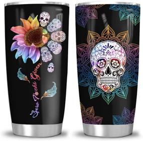 img 4 attached to 🎨 64HYDRO 20oz Mandala Sugar Skull Zero Given Tumbler Cup: Insulated Travel Coffee Mug with Lid