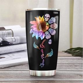 img 3 attached to 🎨 64HYDRO 20oz Mandala Sugar Skull Zero Given Tumbler Cup: Insulated Travel Coffee Mug with Lid