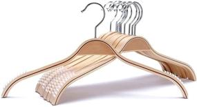 img 4 attached to 👚 JS HANGER Lightweight Non Slip Wooden Hangers - 10 Pack: Heavy Duty Coat Hangers with Soft Stripes for Camisole, Jacket, Dress Clothes, Sweater, Natural Finish