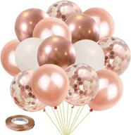 🎈 premium kalyerparty rose gold balloons: 60 pack, 12 inch rose gold confetti & white latex balloons for memorable birthday, wedding, graduation, and bridal shower decorations logo