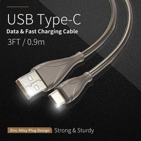 img 2 attached to 🔌 3-пакет CGCWW USB-кабелей типа C (3/6/6 футов) - USB A к USB C, металлический оплетенный кабель для передачи данных с многоразовой совместимостью зарядки - для большинства устройств с разъемом типа C