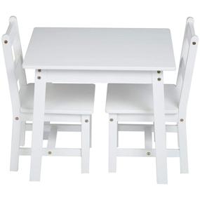 img 3 attached to Solid Wood Kids Table and Chair Set by Amazon Basics - White