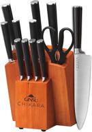 🔪 ginsu chikara series 12 piece cutlery set with toffee finish block - japanese steel logo