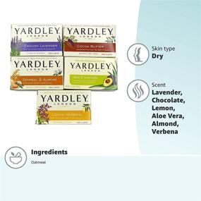 img 1 attached to Банки для ванны Yardley London Soap - 10 плиток: английская лаванда, овсяная каша, миндаль, алоэ, авокадо, какао-масло, лимон вербена 4,25 унций (упаковка из 10 плиток, по 2 каждой)