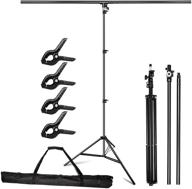 hyj-inc photography backdrop stand kit - portable t-shape 8.5ft tall adjustable photo background support stand with 4 spring clamps & carrying bag logo