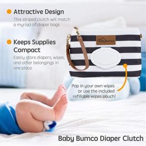 img 1 attached to Baby Bumco Diaper Clutch Bag: Water-Resistant, Lightweight, Refillable Wipes Dispenser, Portable Changing Kit - Jett Black