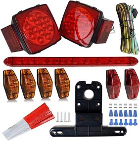 img 4 attached to Submersible LED Trailer Lights Kit - Waterproof Square Stop Turn Tail Truck Lights with Wire Harness & Bracket - Red/Amber Side Fender Marker Lamps - 3rd Brake ID Light Bar for Trailer Boat Camper Snowmobile