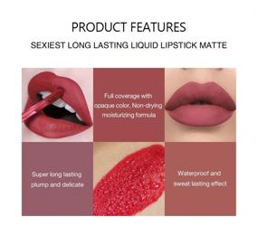 img 2 attached to 💄 Long-Lasting Wear: 6Pcs Matte Liquid Lipstick Makeup Set, Non-Stick Cup, Fade-Proof & Waterproof (Set A)