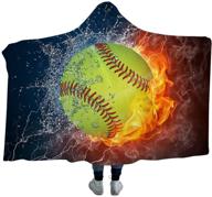 🧥 irisbell hooded blanket cape wrap: stay warm with this softball themed wearable wrap- 80''x60'' logo