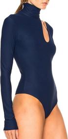 img 2 attached to 👗 May&amp;Maya Women's Stylish Turtleneck Bodysuit with Shoulder Cutouts