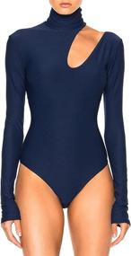 img 3 attached to 👗 May&amp;Maya Women's Stylish Turtleneck Bodysuit with Shoulder Cutouts