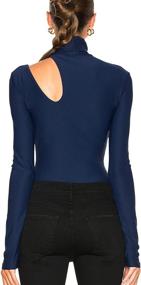 img 1 attached to 👗 May&amp;Maya Women's Stylish Turtleneck Bodysuit with Shoulder Cutouts