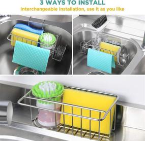 img 2 attached to Qodalyth Kitchen Sink Sponge Holder - 5-in-1 Sink Caddy with Space-Saving Size and Stable Stainless Steel Design