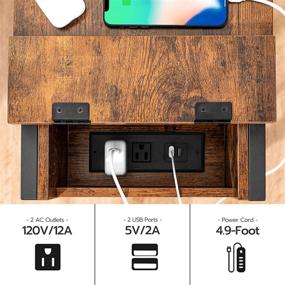 img 2 attached to HOOBRO Narrow Nightstand with Drawer & USB Ports & Power Outlets - Side Table with Charging Station for Small Spaces in Living Room or Bedroom - Wood Look Accent Table, Rustic Brown (Model BF041BZ01)