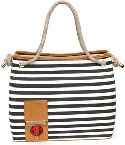 img 4 attached to 🌴 Black Stripe Beach Wine Bag 7th & Swag: Stylish and Convenient for Summer Fun