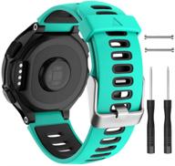 isabake compatible forerunner 735xt band soft silicone sport watch strap wristbands for forerunner 220 230 235 620 630 approach s20 s5 s6(black/green teal) logo