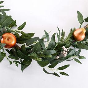 img 2 attached to 🎄 MARTHA STEWART Pre-Lit Artificial Greenery Garland, 6 Feet, Gilded Fruit