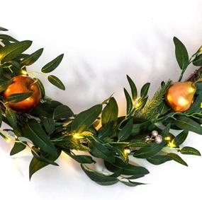 img 3 attached to 🎄 MARTHA STEWART Pre-Lit Artificial Greenery Garland, 6 Feet, Gilded Fruit