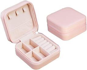 img 4 attached to 💕 Compact Pink Leather Jewelry Box: Travel-Ready Mini Organizer for Rings, Earrings & More!