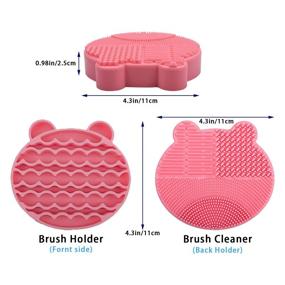 img 1 attached to 💄 Makeup Brush Cleaning Mat and Brush Drying Storage Stand Holder - Efficient Makeup Removal & Instant Brush Cleaning (Blue) + Bonus (Pink)