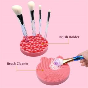 img 3 attached to 💄 Makeup Brush Cleaning Mat and Brush Drying Storage Stand Holder - Efficient Makeup Removal & Instant Brush Cleaning (Blue) + Bonus (Pink)