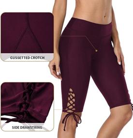 img 2 attached to ATTRACO Lace Up Swim Shorts: Long Board Shorts with High Rise Swimsuit Bottoms and Swim Capris