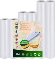 🔒 foodsaver vacuum sealer rolls for sous vide cooking, microwave, freezer - 2 rolls 6"x10' and 2 rolls 8"x10' and 2 rolls 11"x10' - food storage bags logo