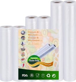 img 4 attached to 🔒 FoodSaver Vacuum Sealer Rolls for Sous Vide Cooking, Microwave, Freezer - 2 Rolls 6"x10' and 2 Rolls 8"x10' and 2 Rolls 11"x10' - Food Storage Bags