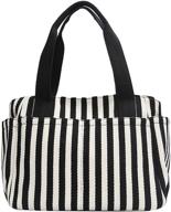 👜 women's striped handbag with top handle and convenient pockets - classic style logo