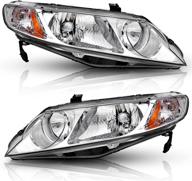 сборка переднего фонаря autosaver88 для седана civic 2006-2011 годов выпуска - хромированный корпус, янтарный отражатель - замена фары. логотип