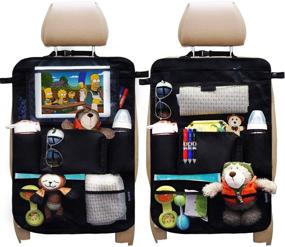 img 4 attached to 🚗 AZAMIA Car Backseat Organizer: Ultimate Storage Solution with Tablet Holder, 9 Pockets, Kick Mats - 2-Pack