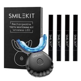 img 4 attached to 🦷 Black Wireless Rechargeable Teeth Whitening Kit with LED Accelerator Light and Tray - Effective Stain Remover for Coffee, Smoking, Wine, Soda, Food
