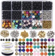 eutenghao lava beads stone kit: 721pcs 8mm chakra & natural stone beads for essential oil diffusing bracelets - diy jewelry making supplies with spacers & elastic string logo