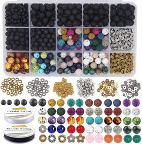 img 4 attached to EuTengHao Lava Beads Stone Kit: 721Pcs 8mm Chakra & Natural Stone Beads for Essential Oil Diffusing Bracelets - DIY Jewelry Making Supplies with Spacers & Elastic String