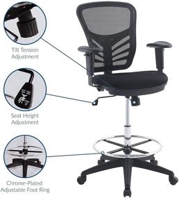 img 1 attached to 🪑 Enhance Your Workspace with the Modway Articulate Drafting Chair - The Perfect Black Reception Desk and Drafting Table Chair