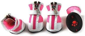 img 3 attached to Zunea Small Dog Shoes for Hot Pavement: Summer Breathable 🐾 Mesh Boots, Adjustable Non-Slip Zipper Pet Booties - White PU Paw Protector