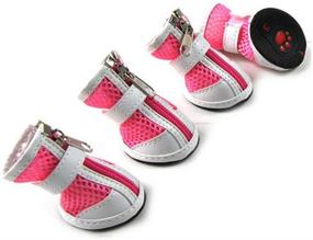 img 2 attached to Zunea Small Dog Shoes for Hot Pavement: Summer Breathable 🐾 Mesh Boots, Adjustable Non-Slip Zipper Pet Booties - White PU Paw Protector