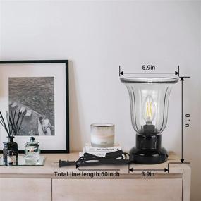 img 1 attached to Vintage Traditional Table Lamp with Gray Transparent Glass Lampshade, ON/Off Switch, Bedside Lamp for Small Spaces, Industrial Style for Bedroom Living Room Home Decor, 3-Way Dimmable LED Bulb Included