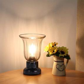 img 2 attached to Vintage Traditional Table Lamp with Gray Transparent Glass Lampshade, ON/Off Switch, Bedside Lamp for Small Spaces, Industrial Style for Bedroom Living Room Home Decor, 3-Way Dimmable LED Bulb Included