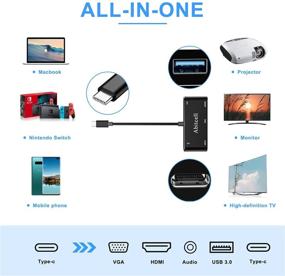 img 3 attached to USB C to HDMI VGA Adapter, Type C Hub Converter with 4K HDMI, VGA, USB 3.0 Port, Audio and PD Charging Port - MacBook Pro, iMac, Chromebook Pixel, Dell XPS 13/15, Galaxy S20, Surface & More