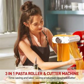 img 2 attached to 🍝 Jovan Home Pasta Maker Attachment Set for KitchenAid Stand Mixers: 3-in-1 Pasta Roller, Spaghetti Cutter, and Fettuccine Cutter Including Cleaning Brush