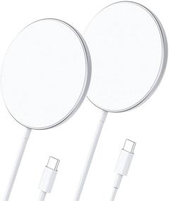 img 4 attached to ⚡️ Magnetic Wireless Charger MOSONTH [2 Pack] for iPhone 12 Series: Fast Charging Pad Compatible with iPhone 12/12 Pro/12 Pro Max/12 Mini/AirPods Pro/MagSafe Case - White (No Adapter)