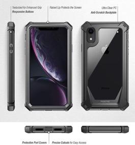 img 3 attached to 📱 Protective iPhone XR Case: Poetic Guardian - Scratch Resistant, Full-Body Rugged Clear Hybrid Bumper with Built-in-Screen Protector - Black, Compatible with Apple iPhone XR 6.1" LCD Display